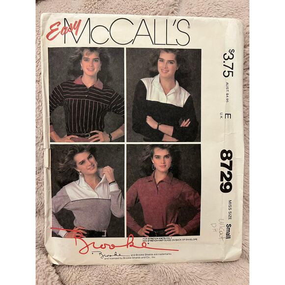 McCalls 8729 Sewing pattern polo shirt long or short sleeve size small - Picture 1 of 6